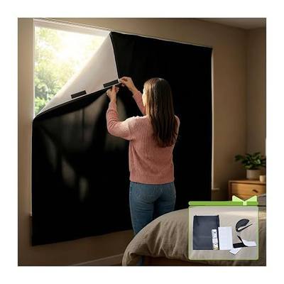 Blackout Curtains for Window Cover 157" x 57",Portable Blackout Shades Blackout Curtains No Drills,Black Out Shades for Bedroom Windows with Stickers, Temporary Black Out Blinds for Skylight Shade