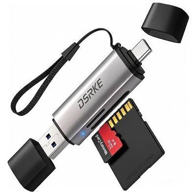 SD Card Reader, USB C & USB 3.0 Aluminum Micro SD Adapter | Dual-Slot Memory Card Reader for SD/microSD/SDXC UHS-I. Works with iPhone 17/16/15, Galaxy, MacBook Pro/Air, iPad & Android