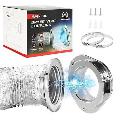 DV180 Magnetic Dryer Vent Kit, Airtight Seal Magntic Drver Vent Connector Kit, Including 6-Ply Aluminum Foil Duct and 2 Clamps, Easy to Clean Quick Connector