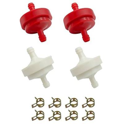 Strongthium Lawn Mower 1/4" ID Inline Gas Fuel Filter 394358 298090 Kit | Fits for Briggs Stratton MTD Craftsman Toro 394358s 298090S 1501729MA 7014359YP 56679MA 951-3013 Red & White Fuel Clamps