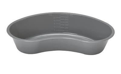 Graduated Emesis Basins 700 ML – Kidney Shaped Grey Medical Bowl, Sturdy Plastic Tray (Pack of 12)