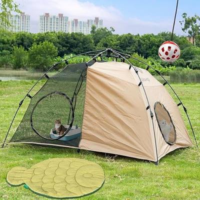 Quickup Pop Up Cat Tent for Outside, X-Large Catio & Cat Enclosure with Fish-Shaped Cat Mat, Portable Outdoor Cat Playpen for Multiple Cats, UV-Protected Cat House for Backyard Balcony Camping