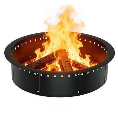 RELIANCER 35.5'' Fire Pit Ring,Outdoor Smokeless Fire Pit Liner,Heavy Duty Steel Wood Burning Firepit Rings Insert kit,DIY Campfire Fireplace Rings Insertion Barrier Lining for Backyard,Garden,Patio