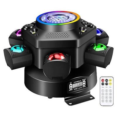 Moving Head DJ Lights with Abyss Tunnel Beam Effect,540°X & 180°Y Multi-Head Rotating Beam,6-Arm Stage Lights with Ring Light Supports Starlight,Sound Activated for Disco Club Wedding Party