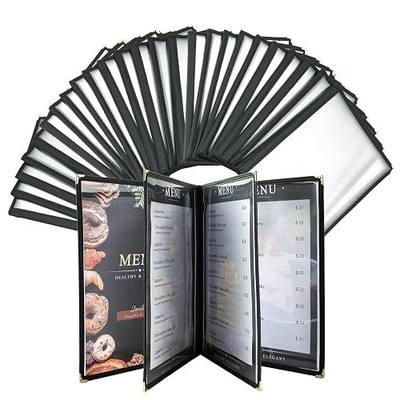25 Pack Menu Covers, Fits 8.5 x 11 Inch Menu 4 Page 8 View Book Style Menu Sleeves Clear View Menu Holder for Kitchen, Restaurant Supplies, Drink, Wine Menu (25, 8.5" x 11", 4 Page 8 View)