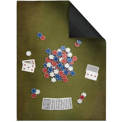 Board Game Mat for Table 31 x 55 Inches, Waterproof Neoprene Gaming Playmat for Mahjong, Poker, Board Games, Card Games, Tile Games, Dominoes & RPG–Large Portable Table Cover (Dark Green)