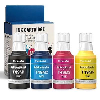 T49M1 Sublimation Ink Refill Bottles Compatible for Surecolor F170 F570 Sublimation Printer, Black Cyan Magenta Yellow, 4-Pack