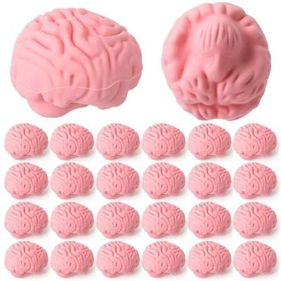 Gilprop 24 Pcs Brain Shaped Erasers Bulk 1 Inch Mini Cool Erasers Back to School Party Favors Fun Classroom Supplies Cute Novelty Gifts for Students Teacher Must Haves (Pink)
