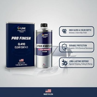 2K Clear coat Automotive Paint Kit – High Gloss 4:1 Acrylic Clear Coat with Hardener | 1 Gallon (3.78L) + 1 Quart | Durable Auto Clearcoat for Cars, Professional Automotive Refinishing (Slow Hardener)