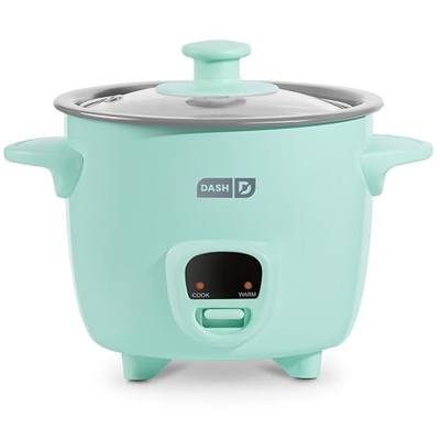 Dash Mini Rice Cooker, 2-Cup Removable Ceramic Nonstick Pot, Aqua | Small Rice Cooker, Rice Maker for One, Keep Warm Function, Cooks Oatmeal, Quinoa & Grains