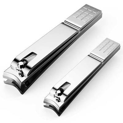 Derlaier Nail Clippers Set - Toenail Clippers & Fingernail Clipper Combo, Dual-Size Stainless Steel Nail Cutters for Home/Travel, Anti-Slip Grip, Ingrown Nail Care Tool (Silvery-Large/Small)