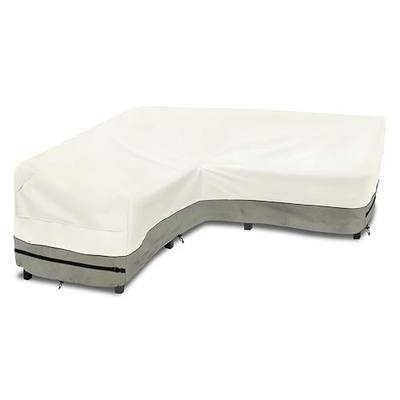 okcool Outdoor Sectional Cover,V Shaped Patio Furniture Covers for 5-Seater Outdoor Sectional Furniture Couch 85"(85''L) x 33.5''D x 31''H,White&Grayish Green
