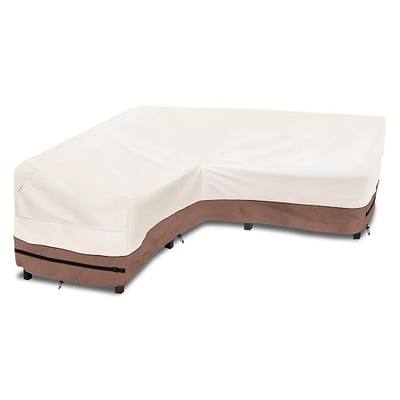 okcool Outdoor Sectional Cover,V Shaped Patio Furniture Covers for 5-Seater Outdoor Sectional Furniture Couch 85"(85''L) x 33.5''D x 31''H, Beige & Brown