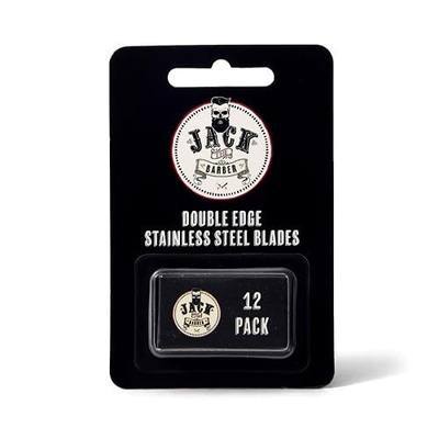 Jack the Barber Double Edge Razor Blades, 12 Count | Stainless Steel, All Skin Types, Individually Wrapped, Fits Standard DE Razors