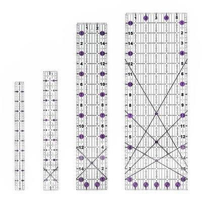 Quilting Rulers Sewing Ruler,Acrylic Quilting Ruler Templates,Precision Cutting Tools for Patchwork Fabric,Sewing Supplies Purple(6"X17",3"X16",1.5"X12",1"X11")