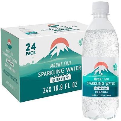 IRIS Sparkling Water Bottles, 16.9 fl oz, 24-Pack, From Mount Fuji Spring | Natural Mineral Seltzer Carbonated Soda Water, Strong Carbonation, Product of Japan