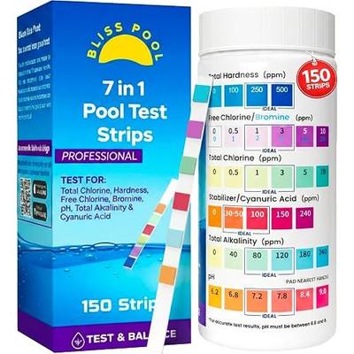 Pool Test Strips 7 in 1 (150 Strips) with App, Easy & Accurate Swimming Pool Water Smart Strips, Testing for pH, Alkalinity, Free Chlorine, Total Chlorine, Bromine, Hardness & Stabilizer