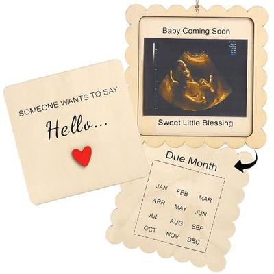Scalloped Pregnancy Announcement Box for Grandparents with Sign | Baby Coming Soon Gift, Holds 3x4 Ultrasound Photo, Surprise Reveal Keepsake for Parents