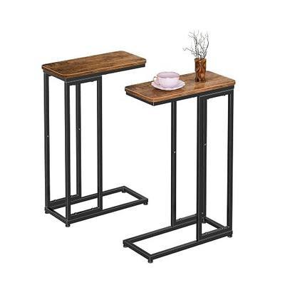 Simple Trending C Shaped Side Table, End Table Set of 2, Sofa Couch Table TV Tray for Living Room, Small Space, Rustic Brown