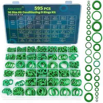 595 Pcs Metric and SAE Air Conditioning O-Ring Kit 36 Size Seal Rubber O-Rings Assortment Set for Compressor,Automotive A/C,Professional Faucet Plumbing,Resist Oil and Heat (Green)