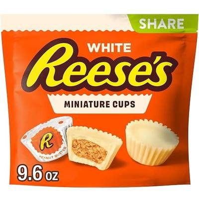 REESE'S Miniatures White Creme Peanut Butter Cups, Candy Share Pack, 9.6 oz