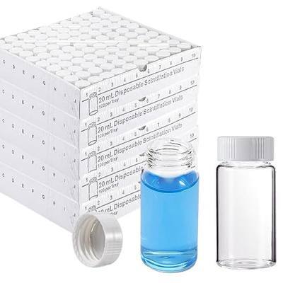 20ml Scintillation Vial, Borosilicate Glass Liquid Scintillation Counting Vials, 22-400 White Screw Cap, Polypropylene Caps and Silver Aluminum Foil Liner(Pack of 500)