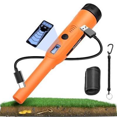 Rechargeable Metal Detector Pinpointer, 800mAh Battery, IP68 Waterproof | for Adults & Kids, Maximum detection depth up to 4", 3 Alert Modes Handheld Pin Pointer Wand, Orange