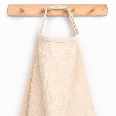 100% Muslin Nursing Cover - Soft Breathable Breastfeeding Cover Up with Arch Neckline & Adjustable Neck Strap, Portable Lightweight Design for Privacy, Ivory
