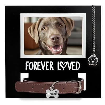 MYPAWLETS Pet Loss Gift,Dog/Cat Collar Memorial Frame with Paw Print Charm | with Heartfelt Poem Condolence Card,Comforting Gift for Pet loss,Dog Sympathy Gift,Quality Keepsake Frame,Fit 4x6 Photo