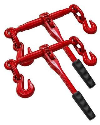 Ratchet Chain Binders - Fits 3/8" & 1/2" Chain, 9,200 lbs WLL, Adjustable Length for Secure Transport & Towing, 2 Pack