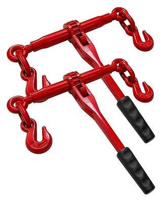 Ratchet Chain Binders - Fits 5/16" & 3/8" Chain, 5,400 lbs WLL | Adjustable Length for Secure Transport & Towing, 2 Pack