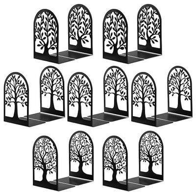 HappyHapi Decorative Bookends for Shelves, 7 Pair Metal Book Ends for Heavy Books, Black Book Stopper for Home Office Library, 6.9" x 4.7" x 3.5"(14 Pcs)