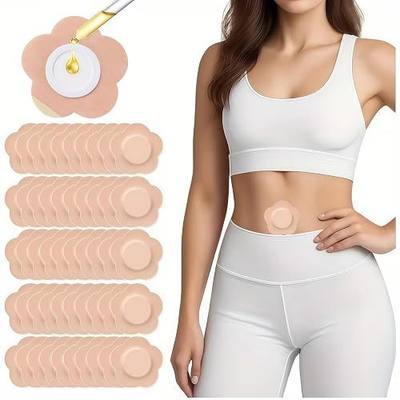 Castor Oil Patches – FDA/MDR/CE Certified Carrier Patches for Castor Oil, Medical-Grade Self-Adhesive Pads, Disposable Organic Cotton Belly Button Patch, Portable Breathable Anti Leakage No Wash