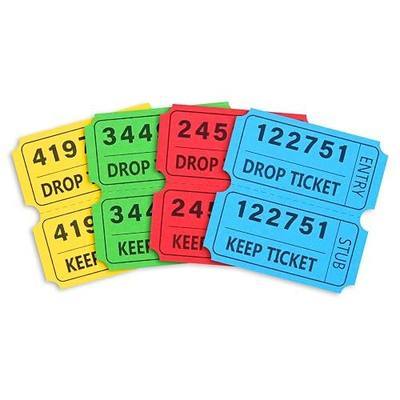 THEBLUETOUCH 2"x2" 50/50 Raffle Tickets Assorted Colors with Bold Numbers | 2000 Pcs (1000 Pairs), 4 Assorted Colors, Double Large Bold Numbers, Ideal for Carnivals, Fundraisers, Party & Class Rewards