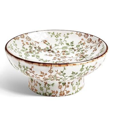 LE TAUCI 10" Ceramic Decorative Bowl, Key Bowl for Entryway, Handcrafted Sturdy Pedestal Bowl, French Country Fruit Bowl for Kitchen Counter, Centerpiece, Vine Green