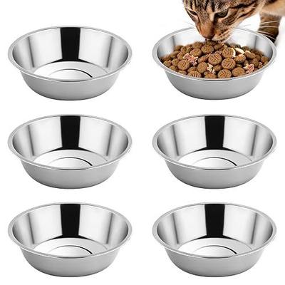 Tifanso 6PCS 5.6" Stainless Steel Whisker Friendly Cat Food & Water Bowls | Shallow Wide Design, Ideal for Kittens & Indoor Cats, Dishwasher Safe, Durable Rust-Resistant Pet Feeding Dishes