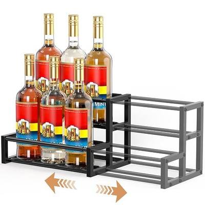 Expandable Coffee Syrup Organizer, Heavy Duty Syrup Rack Enlarged 6-12 Bottles Syrup Stand for Coffee Bar Accessories, Width Adjustable Space-Saving Storage Coffee Rack for Syrup, Wine