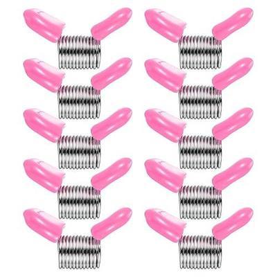 Mabor 10Pcs Bead Clamp for Jewelry Making, Spring Bead Clamps with Pink Ends, Spring Beads Wire Ends to Prevent Beads from Falling for DIY Bracelets Necklaces