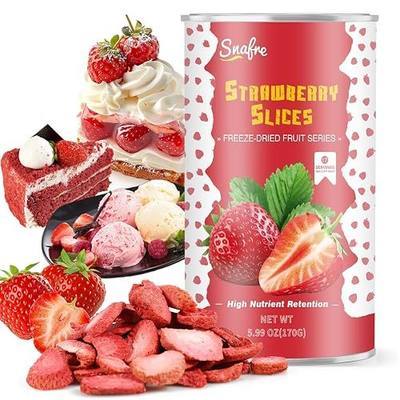 Freeze Dried Strawberries Slices, Frozen Strawberries, 170G/5.99OZ Frozen Fruit, Freeze Dried Fruit, 100% Natural for Beverages, Yogurt, Salad, Smoothie and Baking