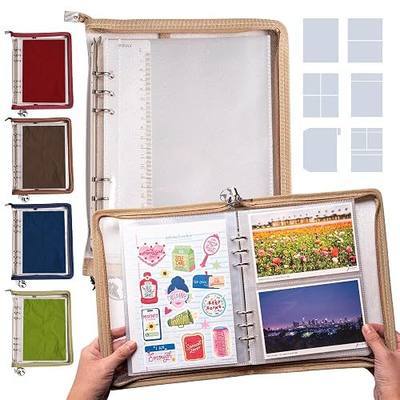 Navy Peony Wander Keeper Stationery Binder (Serengeti Khaki) - True A5/A6 Sleeves, Curated Travel Colors, Durable Zipper Organizer - for Stickers, Postcards, Photo Cards