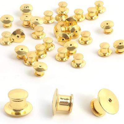 Gold Lapel Pin Backs, Metal Pin Keepers, Butterfly Clutch Fasteners for Brooches, Badges and Pins