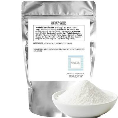Instant Clear Jel, 8 Ounce Resealable Bag, Instant Clear Gel For Baking, Hampton Distribution