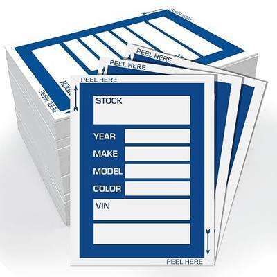 200Pcs Car Dealer Stock Stickers, 3 x 4 Inches Inventory Tracking Window Stickers for Vehicles (New & Used Cars), Inventory Management, Auto Dealership Supplies (Blue)