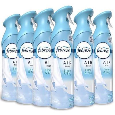 Febreze Air Mist, Air Freshener Spray, Odor Fighting Room Spray, Deodorizer for Home Bathroom Kitchen Office Apartment Dorm Room Classroom, Linen & Sky Scent, 8.1oz (Pack of 6)
