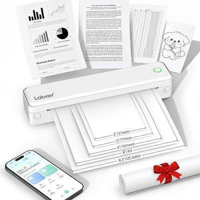 Labeer Portable Printer Wireless for Travel, Bluetooth Inkless Thermal Printer for iPhone, Android, Laptop & PC, Mobile Printer Supports 8.5" x 11" US Letter, A4 & A5 Thermal Paper(White)