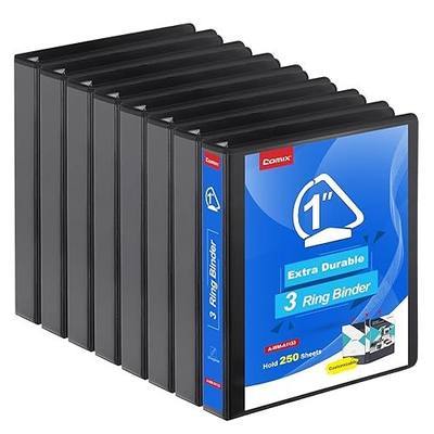 COMIX Heavy Duty Slant-D Ring View Binder, 1 inch 3 Ring Binders, Hold 225 Sheets of 8.5" x 11" Paper, 8 Pack (Black)