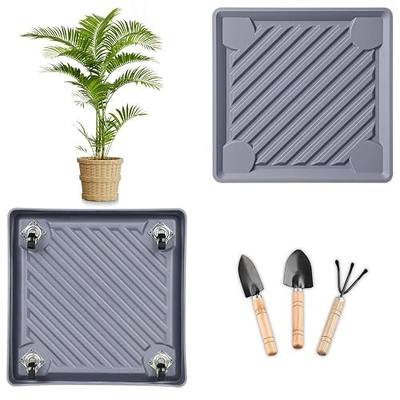 10" SquarePlant Caddy Beige with Hidden Wheels & Garden Tools Set | 1-Pack 200 LBS Heavy Duty Plant Caddy with 360° Silent Wheels for Large Planters & Heavy Items Indoors/Outdoors