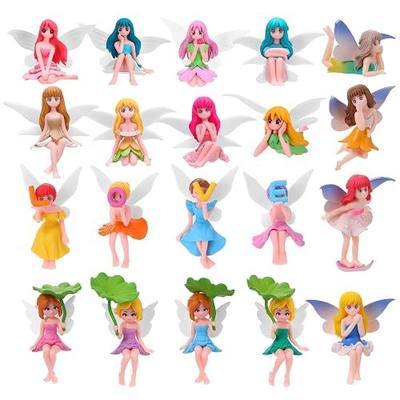 20 Pcs Miniature Fairy Figurines, Hand-Painted Small Flower Fairies with Wings for Garden Decor, Cake Topper & Landscapes