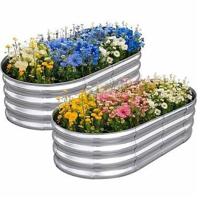 Galvanized Raised Garden Bed, 4x2x1ft, Oval, 2 Pack, Raised Garden Bed Kit | Rust-Resistant Garden Bed for Outdoor Easy to Assemble, Metal Planter Box for Vegetables Flowers, Open Base,Beginner-Friendly