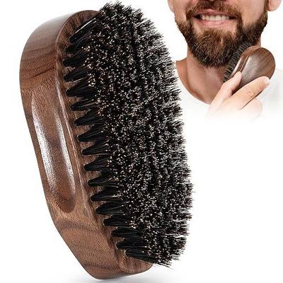 Beard Brush for Men,4.2 in Boar Bristle Beard Brush & Hair Brush | Natural Black Walnut Wood Handle, Mens Mustache Brushes for Smoothing & Grooming Tool